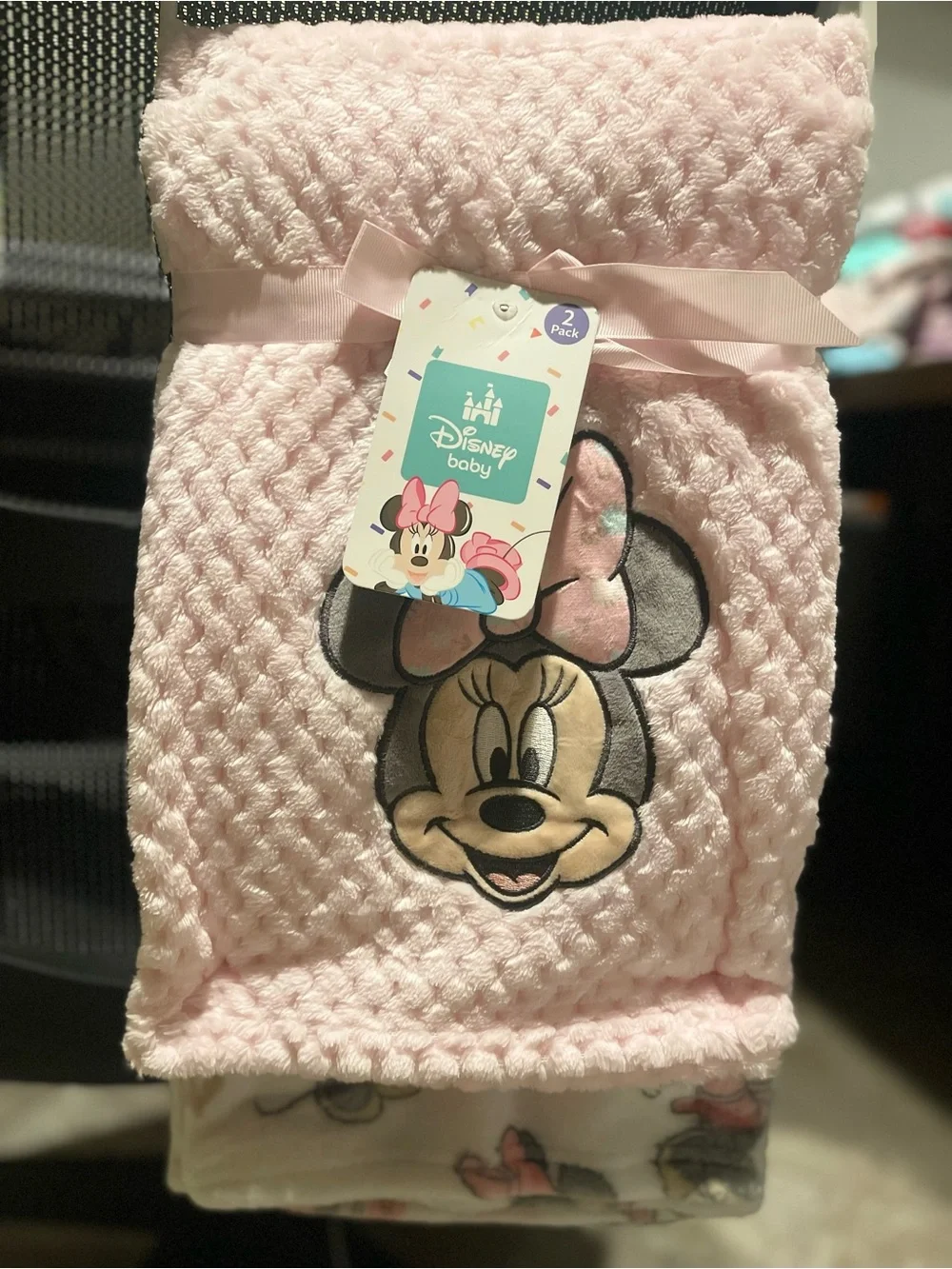 Disney Pink Minnie Mouse Plush Baby Bib Set - Light Pink